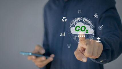 The carbon neutral concept reduces CO2 emissions, reducing global warming. Goal of net zero carbon emissions 2050	