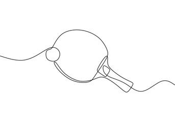 Ping pong racket one line art. Continuous line drawing of table tennis
