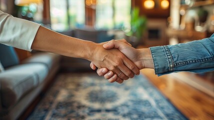 Home renovation contract signed by homeowner and contractor with a firm handshake.