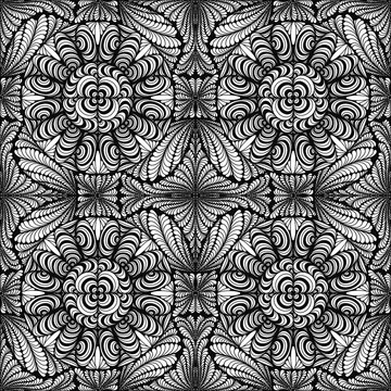 Abstract doodle lines. Abstract lines. Doodle lines with black lines. Assemble as a picture There are both spheres. and images of leaves and circles, artistic patterns, black lines.