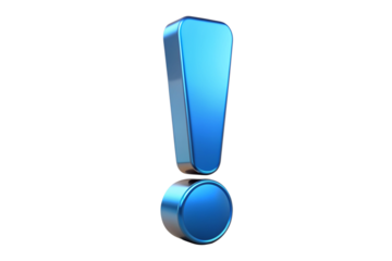 3d exclamation mark, blue exclamation isolated white background