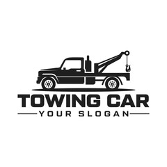 truck logo illustration vector towing template - obrazy, fototapety, plakaty