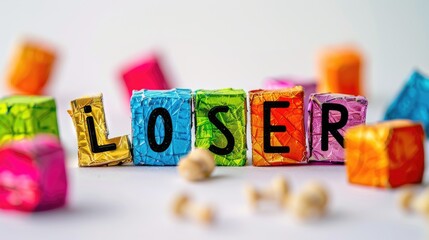 Unsuccessful message, text loser in bold font, portraying the concept of failure, disappointment, and defeat, conveying a negative sentiment or outcome in a concise and impactful manner.