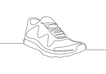 Sport Sneaker shoes in continuous line art drawing style