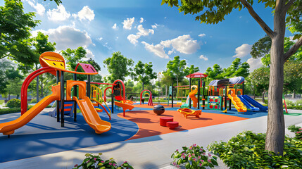 State-of-the-Art Playground Design Encouraging Active Play in a Park Setting