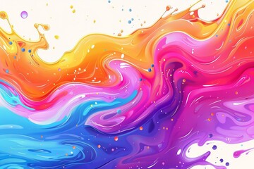An image of a wavy stream of color paint. Colorful wavy paint on a white background.