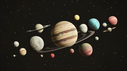 Fototapeta premium Background materials: Illustrations of Cosmic Planets and Aerospace Themes