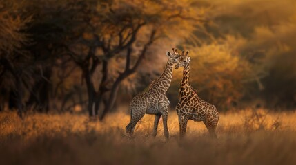 Serene Giraffe Pair in Natural Habitat