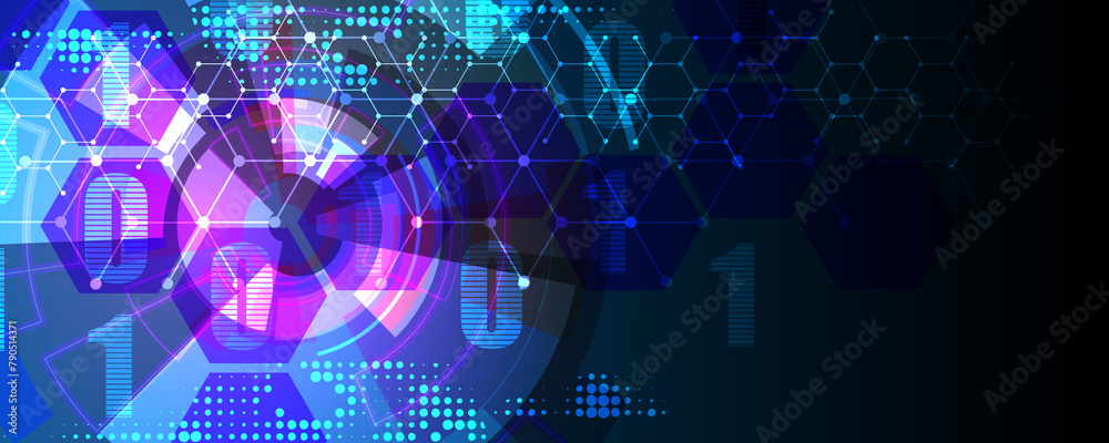 Wall mural cyber ​​data protection hexagonal concept technology background image