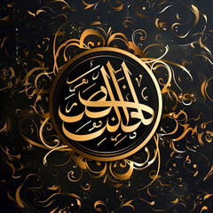 Islamic design proclaiming Eid Mubarak, Arabic script, golden calligraphy. Eid al-Fitr greeting card.Eid al-Fitr celebration for Muslims. Holy month of Ramadan.