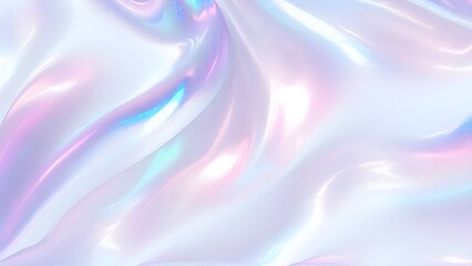 Holographic background seamless trendy iridescent light foil texture. Soft holographic pastel unicorn marble background pattern. Modern pearlescent blurry abstract swirl illustration.
