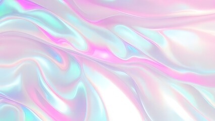 Obraz premium Holographic background seamless trendy iridescent light foil texture. Soft holographic pastel unicorn marble background pattern. Modern pearlescent blurry abstract swirl illustration.