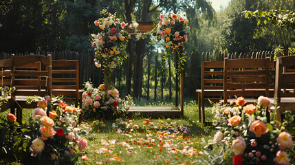 wedding decoration in garden,generative ai
