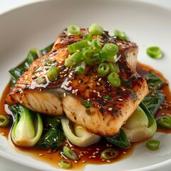 Miso glazed cod with bok choy and sesame seeds