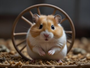 A hamster running on a wheel in its cage, reflecting the popularity of small rodents as low-maintenance and interactive pets.
