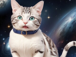 宇宙の真理を理解した猫,generative ai - obrazy, fototapety, plakaty