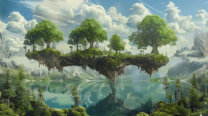 Surrealism nature wallpaper the mysterious balance was created - obrazy, fototapety, plakaty