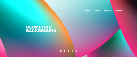 Obraz premium The geometric background resembles a vibrant sky with circles in magenta and electric blue. It gives a futuristic feel, like an automotive lighting display on an electronic device in space