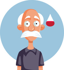 Senior Grandpa Suffering from Anemia Vector Character. Elderly person having a low blood sugar due to anemic condition 
 - obrazy, fototapety, plakaty