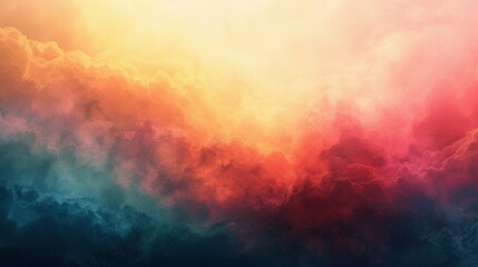 Abstract representation of sunset clouds with a stunning blend of fiery orange and cool blue tones, evoking warmth and serenity. - obrazy, fototapety, plakaty