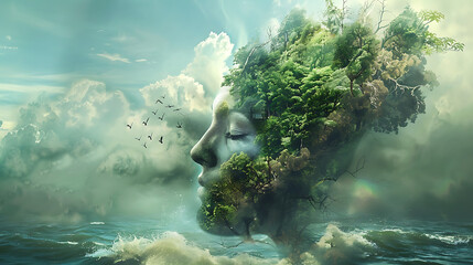 Surrealism nature wallpaper the mysterious balance was created