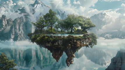 Surrealism nature wallpaper the mysterious balance was created.