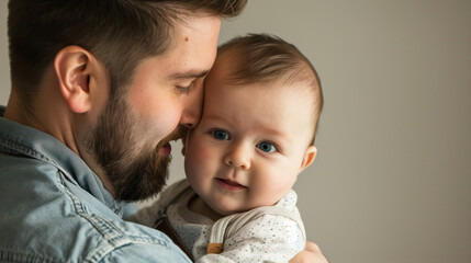 Cute Baby Boy with His Loving Father