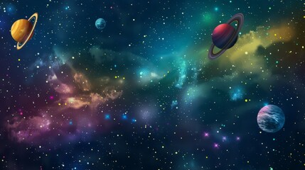 Background materials: Illustrations of Cosmic Planets and Aerospace Themes
