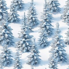 Fototapeta premium 3D pine trees dusted with snow, standing tall in a seamless winter pattern. Seamless Pattern, Fabric Pattern, Tumbler Wrap, Mug Wrap.