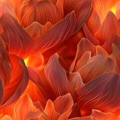 A fiery display of 3D tulips, radiating warmth in a seamless flow. Seamless Pattern, Fabric Pattern, Tumbler Wrap, Mug Wrap.