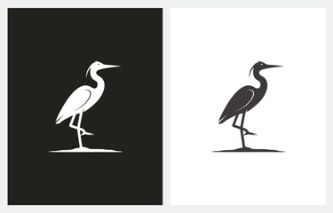 Heron Silhouette logo design icon vector