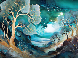 landscape with tree