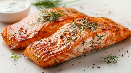 Norwegian salmon fillet with dill sauce