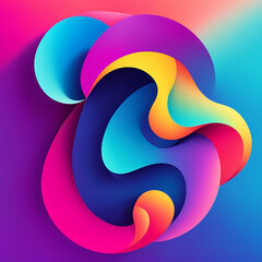 Abstract gradient 3d rainbow neon holographic colourful shapes illustration