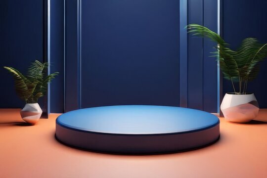 Premium 3D rendered single podium for product photography in free space, Colorful vibrant attractive Podium,