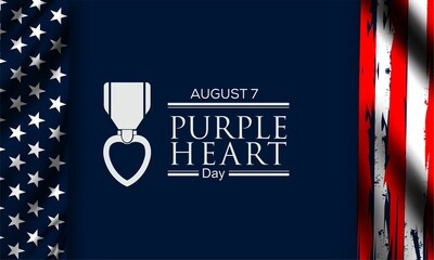 National Purple Heart Day August 7 Background Vector Illustration - obrazy, fototapety, plakaty