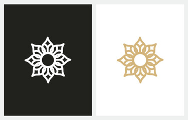 Ornament ornate frame vintage lotus gold logo design vector illustration