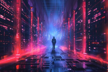 Servers stand sentinel, guardians of our collective digital consciousness.