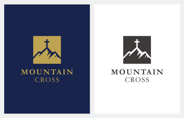 Church Cross Mountain logo Design vector
