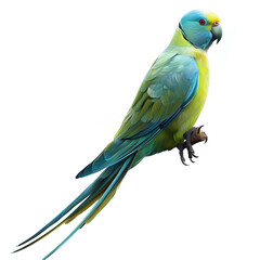Obraz premium Fullbody Transparent image, of a Parakeet with vivid colors, and striking Features Ai generative 