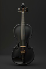 Fototapeta na wymiar violin, minimalistic, simple shapes, solid dark background, gold details
