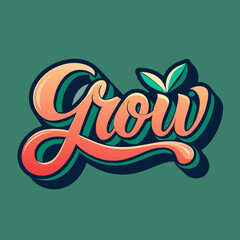 Grow text vector art illustration, a Grow text logo vector