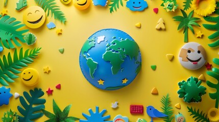 Obraz na płótnie Canvas World emoji day 3d banner background. Emoji Celebration 3D Banner Background. World emoji day with a funny emojis. World smile day emojis. Mental health assessment, world mental health day concept.