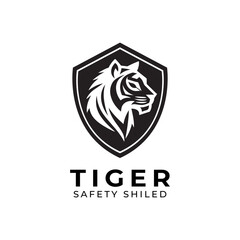 Tiger logo template symbol with protection shield