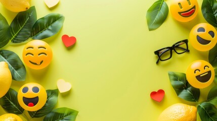 World emoji day 3d banner background. Emoji Celebration 3D Banner Background. World emoji day with a funny emojis. World smile day emojis. Mental health assessment, world mental health day concept.