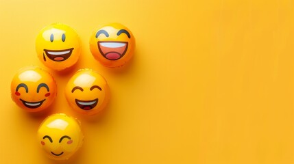 World emoji day 3d banner background. Emoji Celebration 3D Banner Background. World emoji day with a funny emojis. World smile day emojis. Mental health assessment, world mental health day concept.