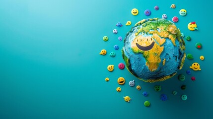 World emoji day 3d banner background. Emoji Celebration 3D Banner Background. World emoji day with a funny emojis. World smile day emojis. Mental health assessment, world mental health day concept.