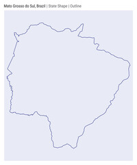 Mato Grosso do Sul, Brazil. Simple vector map. State shape in outline style. Border of Mato Grosso do Sul. Vector illustration.