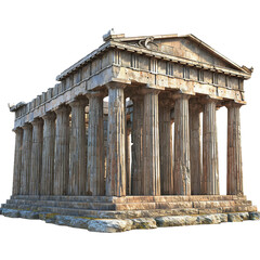 Beautiful And Attractive Greek temple Ruins Isolated On White Background