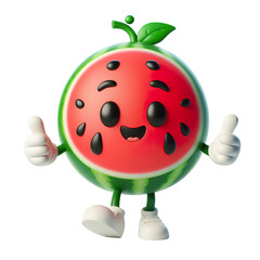 Fototapeta premium watermelon character 3D white background PNG, chinese lunar new year concept